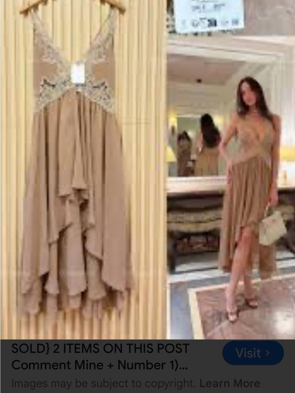 New Zara Asymmetric Tan Strappy Lace-Trimmed Slip Dress & beige Lace Accents M - Picture 9 of 10